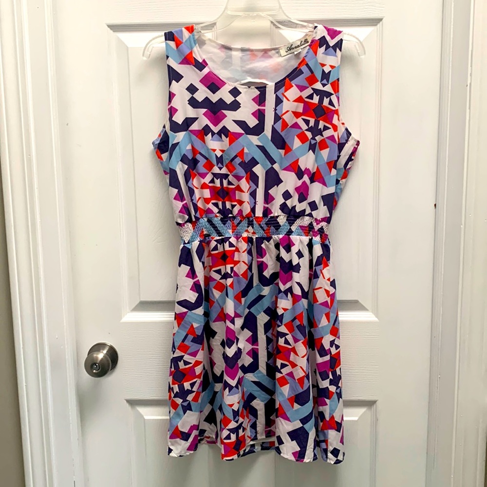 Annabella sleeveless geometric dress medium